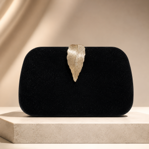 Velvet Leaf Clasp Box Clutch