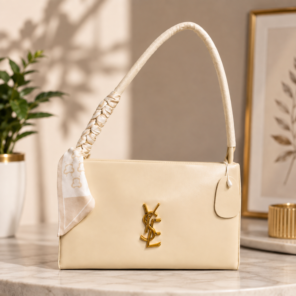 Premium Baguette Shoulder Bag - Cream Ivory